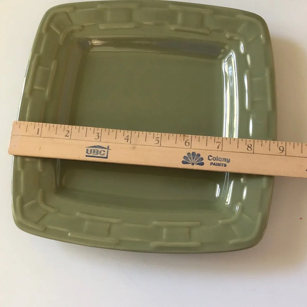 Longaberger Woven Traditions Sage Green Square Luncheon Plates - Set of 2
